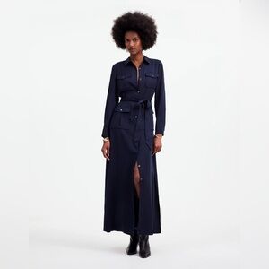 Madewell Dark Blue Maxi Dress with Waist Tie